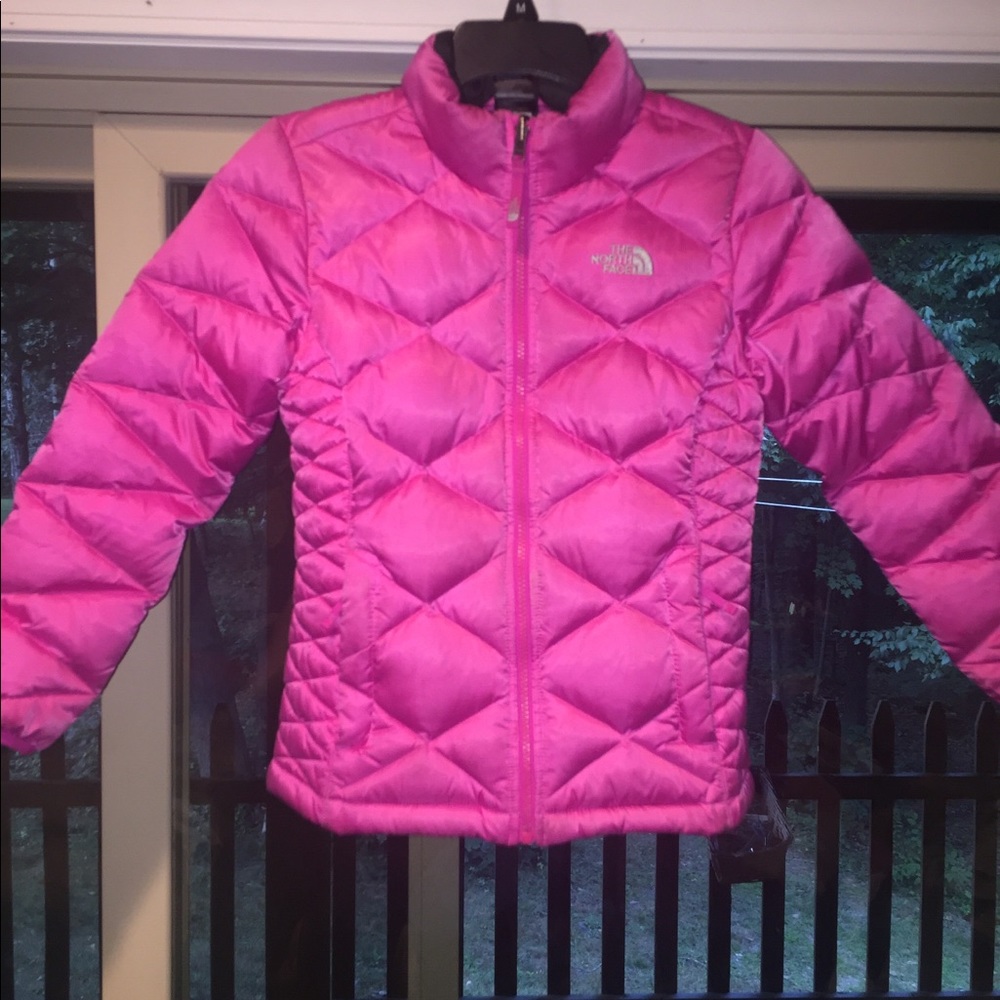 The north face pink puffer jacket girls M 10/12